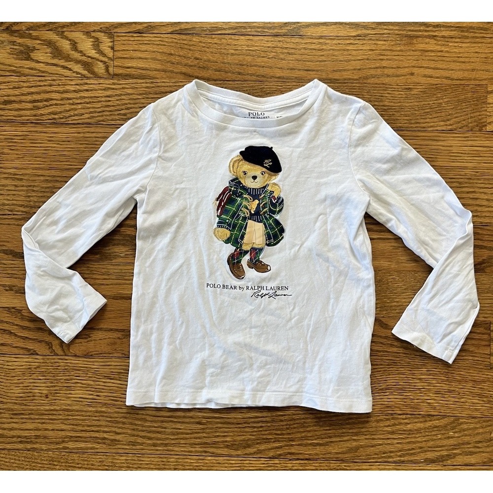 Polo Ralph Lauren Bear Youth Girls 4 Long Sleeve Tee